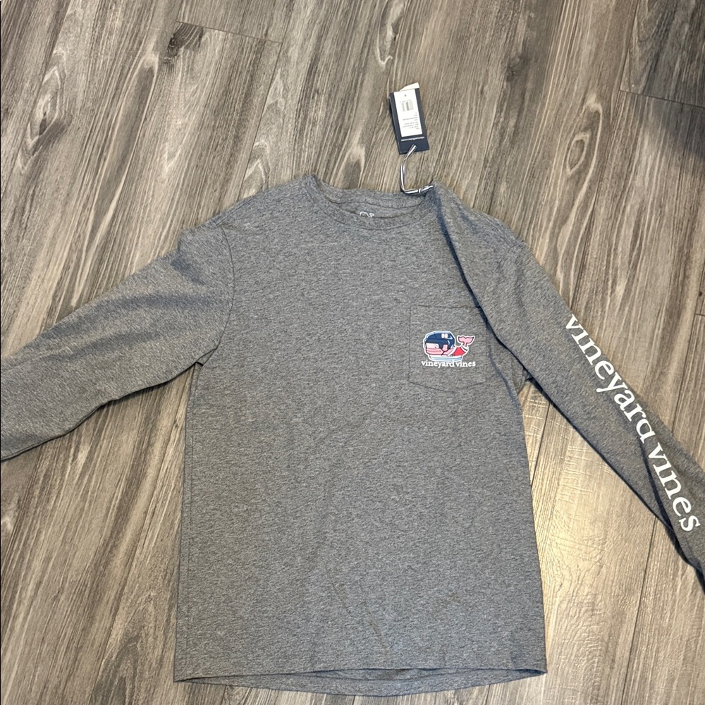 Vineyard Vines Hockey Men's Heather Gray Long Sleeve Tee